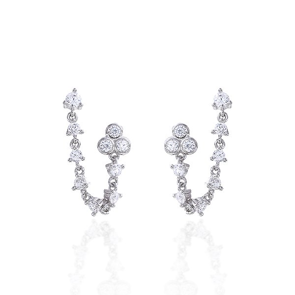 Brinco para dois furos na prata 925