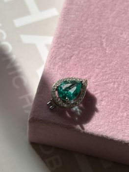 Pingente para pulseira de fita gota cristal e turmalina