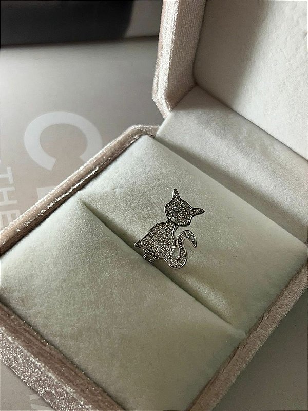 Pingente para pulseira de fita gato cristal