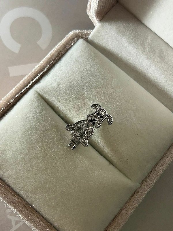 Pingente para pulseira de fita cachorro cristal