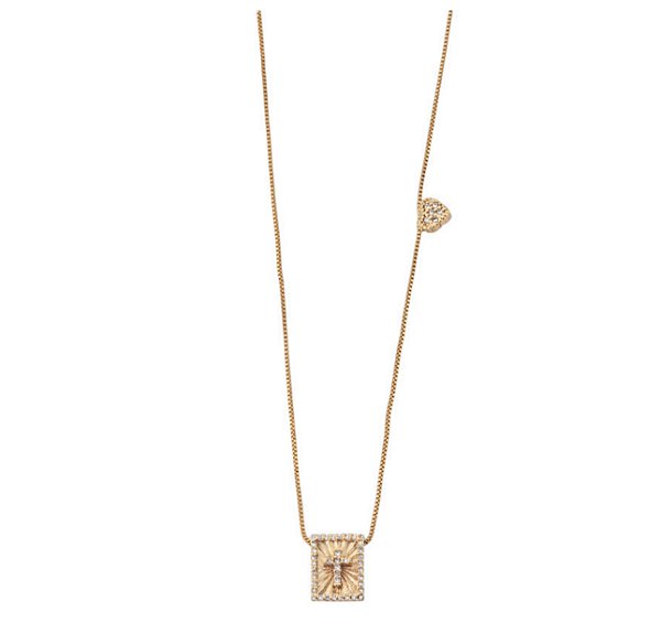 Colar de cruz com coração (escolha o banho)