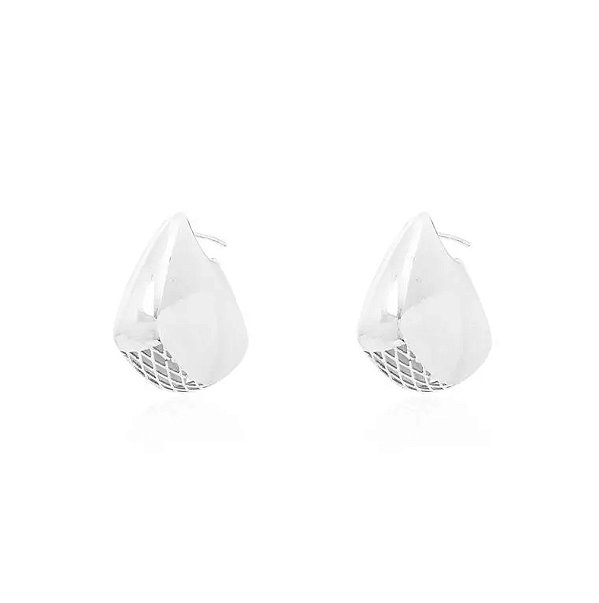 Brinco argola barbatana ródio branco (escolha o tamanho)