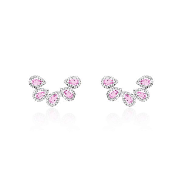 Brinco ear cuff cinco gotas pink
