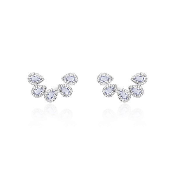 Brinco ear cuff cinco gotas tanzanita