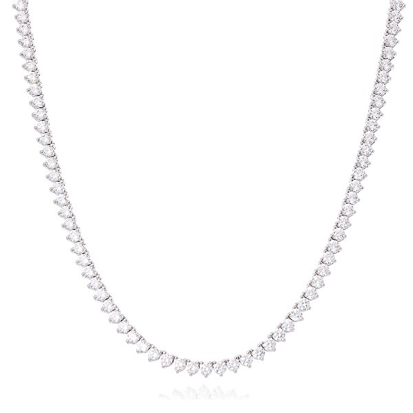 Colar riviera 3mm três pontas prata 925 com banho de ródio branco