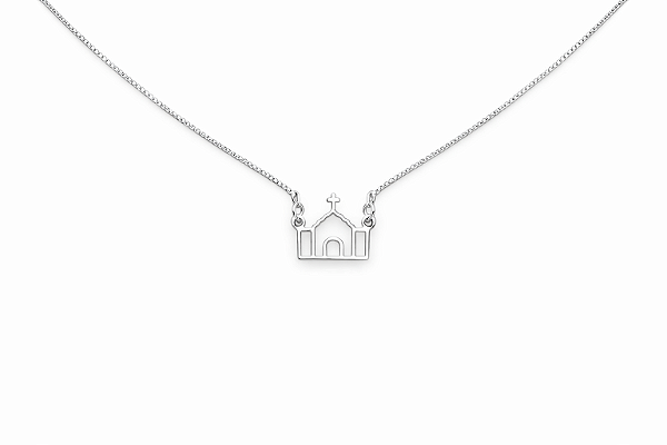 Colar igreja na prata 925