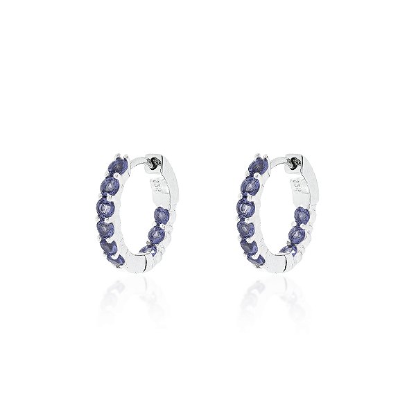 Argola tanzanita na prata 925