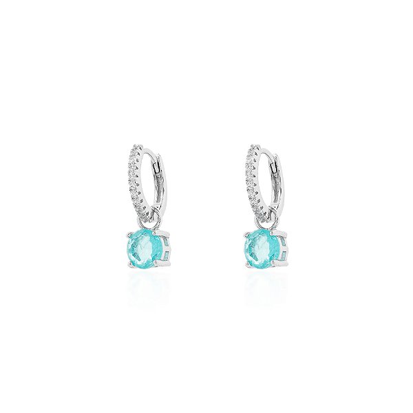 Argola com ponto de luz paraíba na prata 925