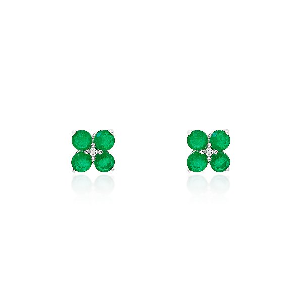 Brinco trevo esmeralda na prata 925