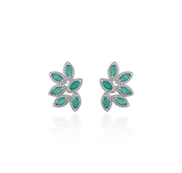 Brinco earcuff navete esmeralda