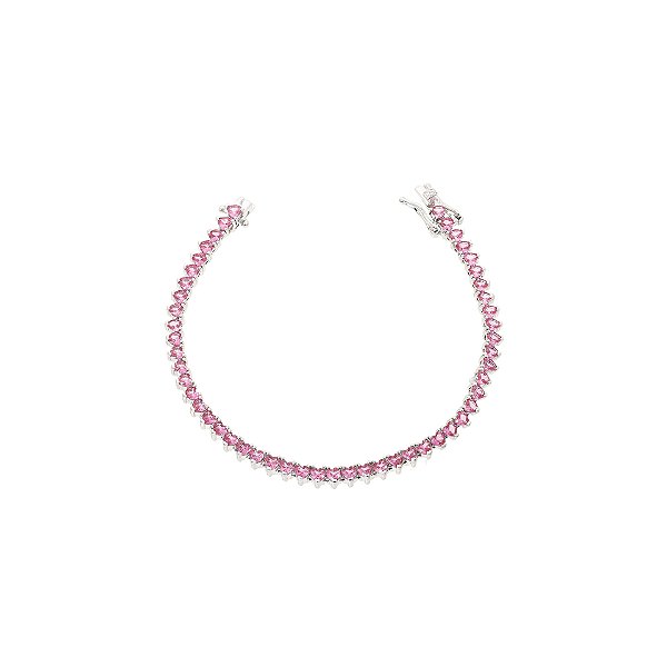 Pulseira riviera 3 garras pink
