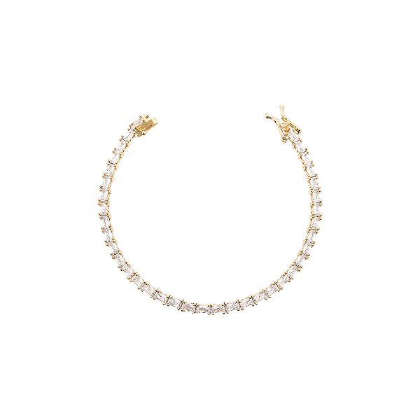 Pulseira riviera retangular cristal