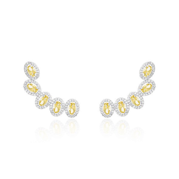 Brinco earcuff cinco ovais citrino