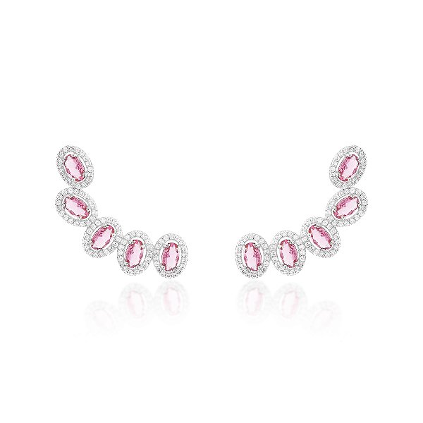 Brinco earcuff cinco ovais pink