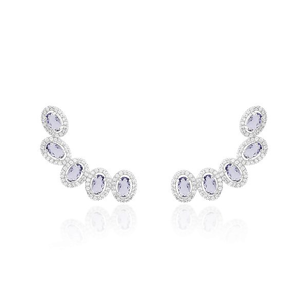 Brinco earcuff cinco ovais tanzanita