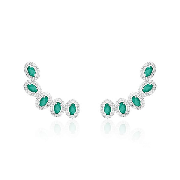 Brinco earcuff cinco ovais esmrelada