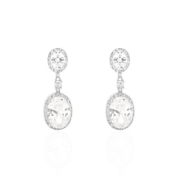 Brinco oval cristal