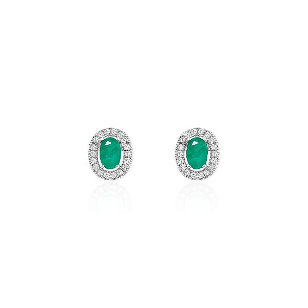 Brinco oval 10x8 esmeralda
