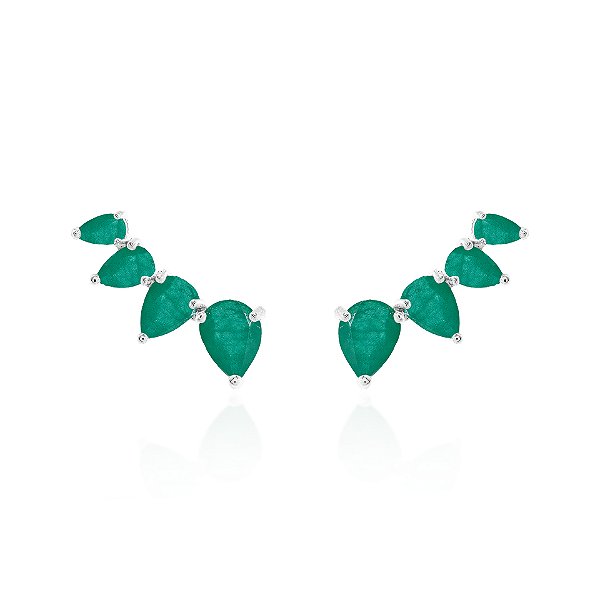 Brinco earcuff quatro gotas decrescente esmeralda
