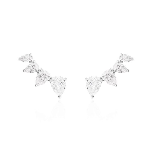 Brinco earcuff quatro gotas decrescente cristal