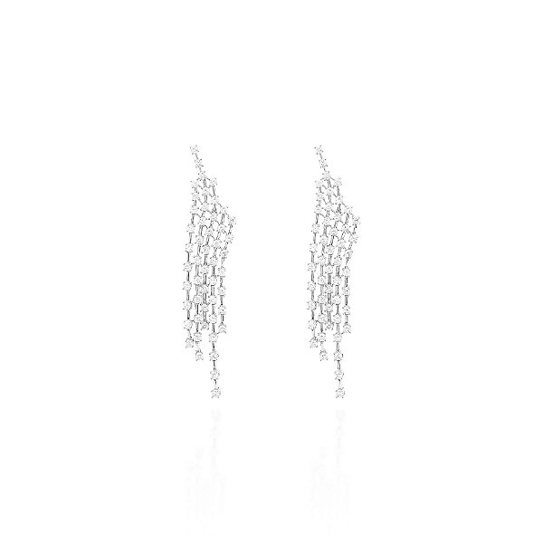 Brinco fio faca cinco fileiras pontos de luz cristal