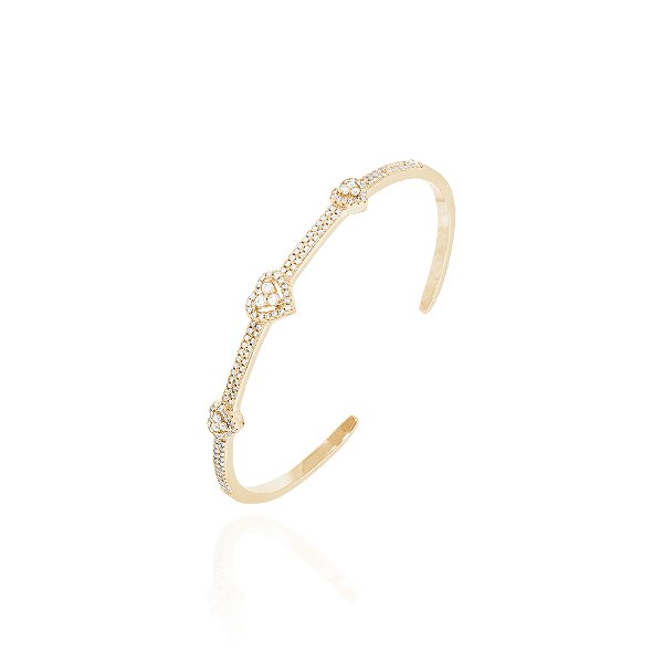 Bracelete corações cravejados dourado