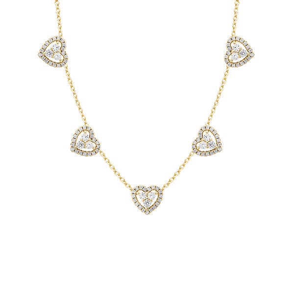 Colar de corações cristal dourado
