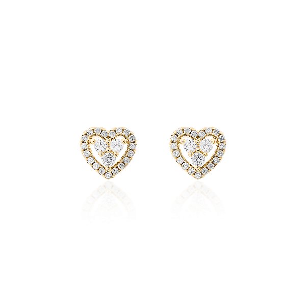 Brinco de coração cristal dourado