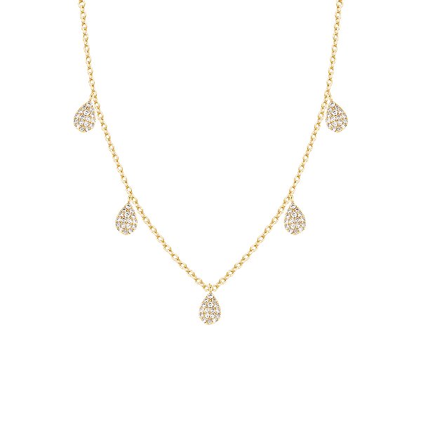 Colar com gotas cravejadas cristal dourado
