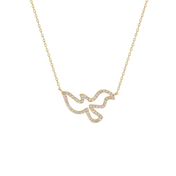 Colar Espírito Santo cristal dourado