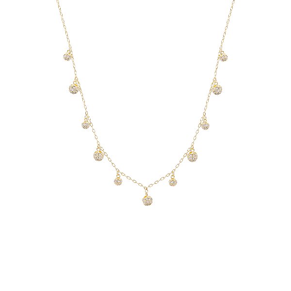 Colar de esferas cravejadas cristal dourado