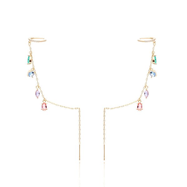 Brinco com corrente pendurada colorido