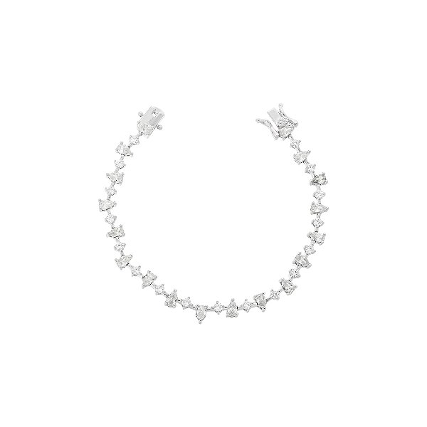 Pulseira riviera cristal gota e ponto de luz na prata 925