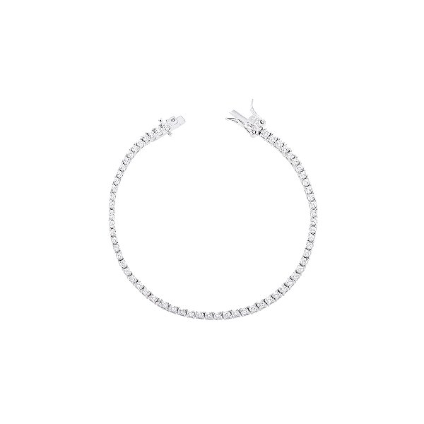 Pulseira riviera quatro garras cristal na prata 925