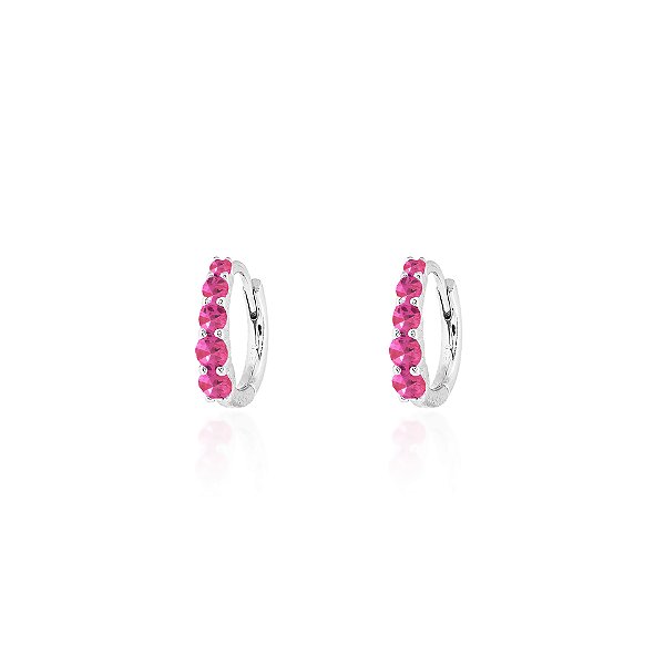 Argola 10mm crescentes pink na prata 925