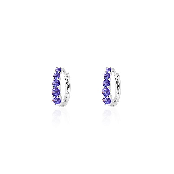 Argola 10mm crescentes tanzanita na prata 925