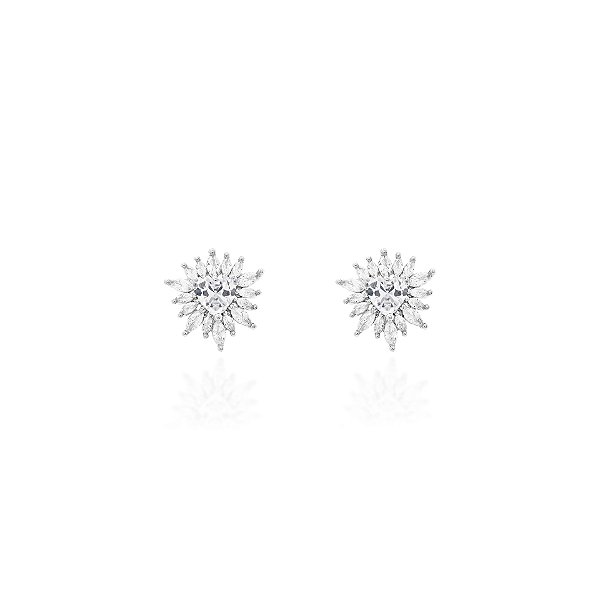 Brinco de coração cristal com navetes em volta