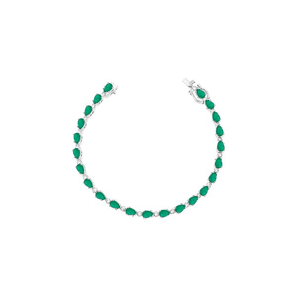 Pulseira riviera gota com ponto de luz esmeralda