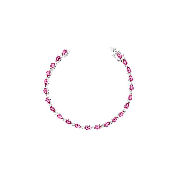 Pulseira riviera gota com ponto de luz pink