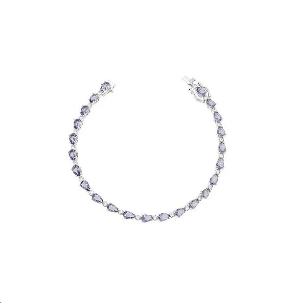 Pulseira riviera gota com ponto de luz tanzanita