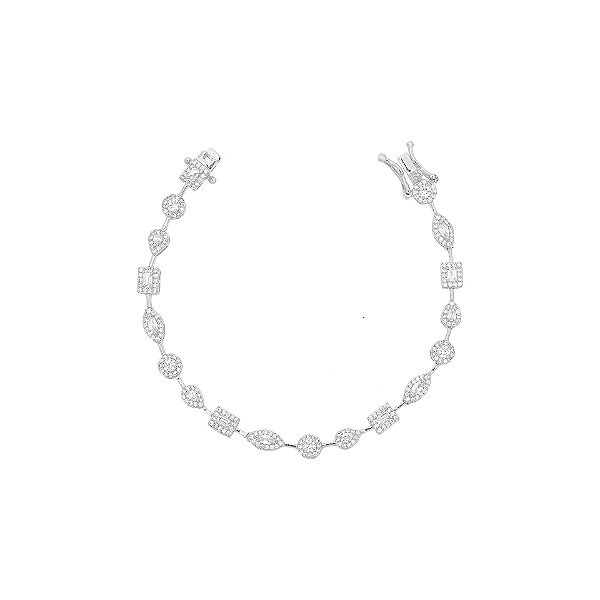 Pulseira fio faca navete, gota e retangular cristal