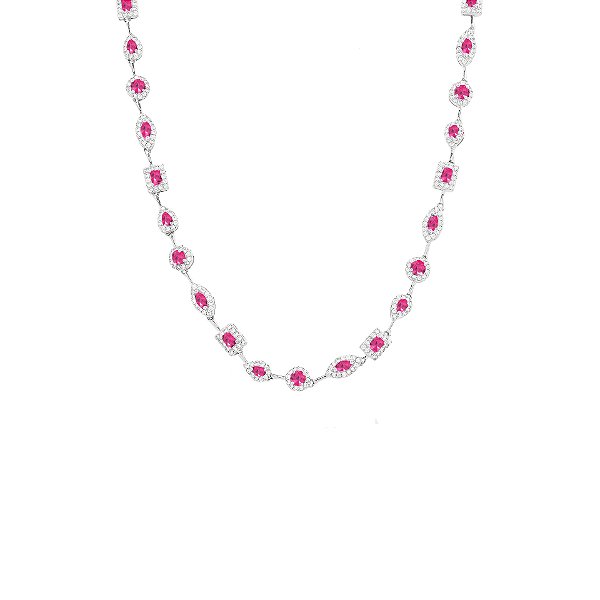 Colar fio faca navete, gota e retangular pink