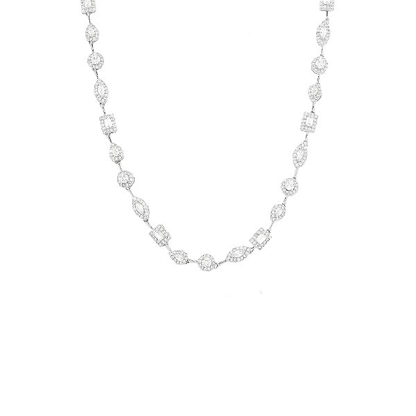 Colar fio faca navete, gota e retangular cristal