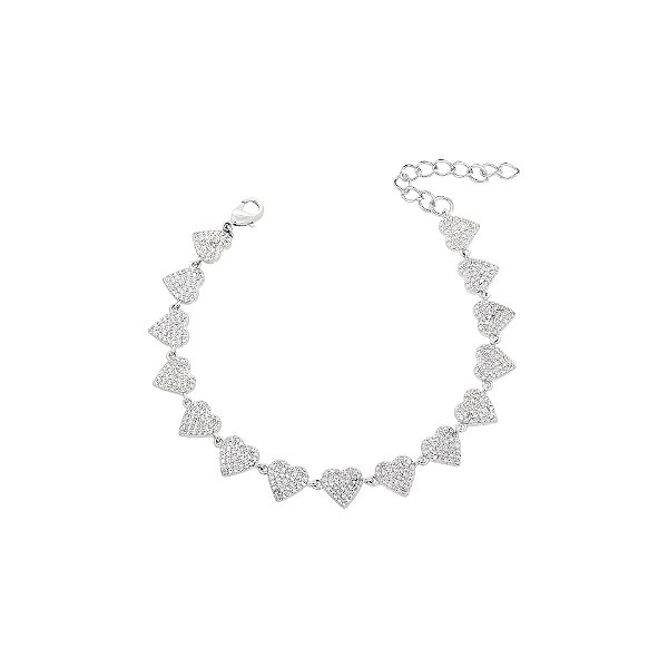Pulseira de corações cravejados