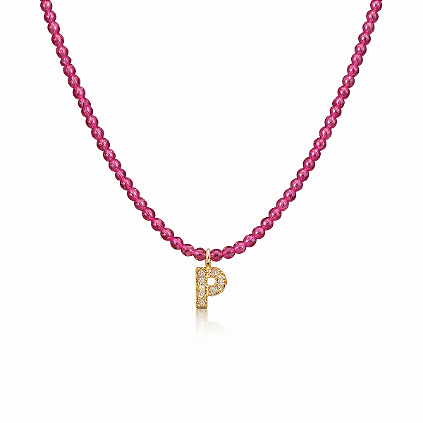 Colar de cristais rubi com letra (escolha a letra)