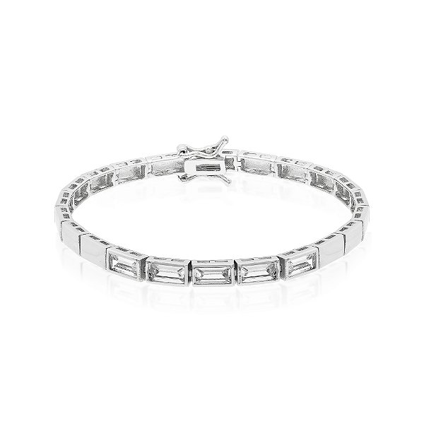 Pulseira canutilho lisas e cinco baguetadas