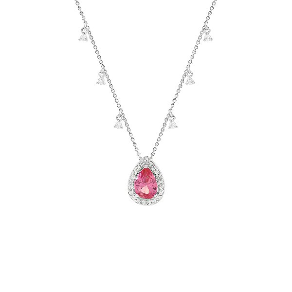 Colar gota pink com ponto de luz na corrente