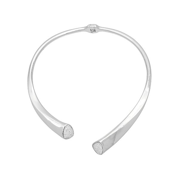 Choker de aro entreaberto formato orgânico postas cravejadas