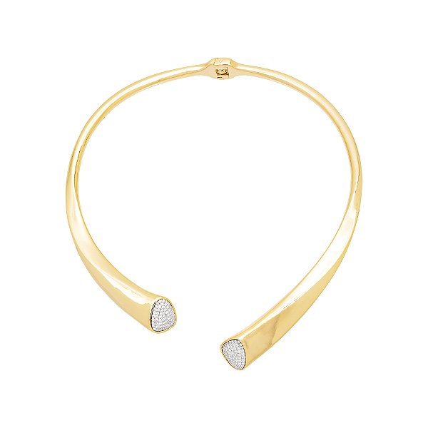 Choker de aro entreaberto formato orgânico postas cravejadas