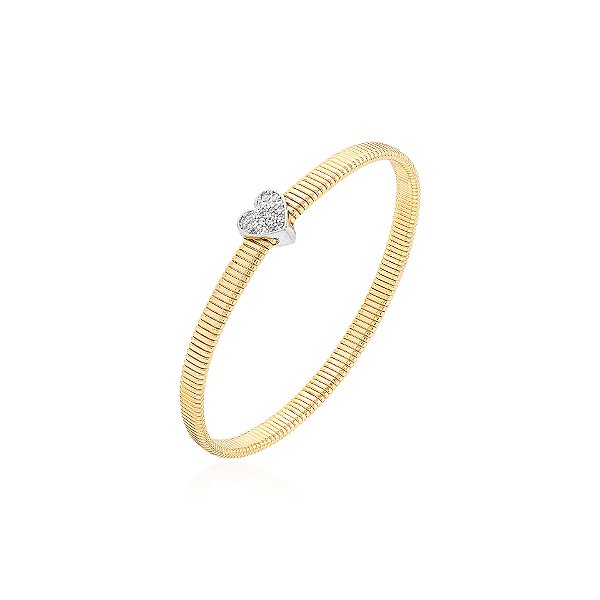 Pulseira malha coração cravejados